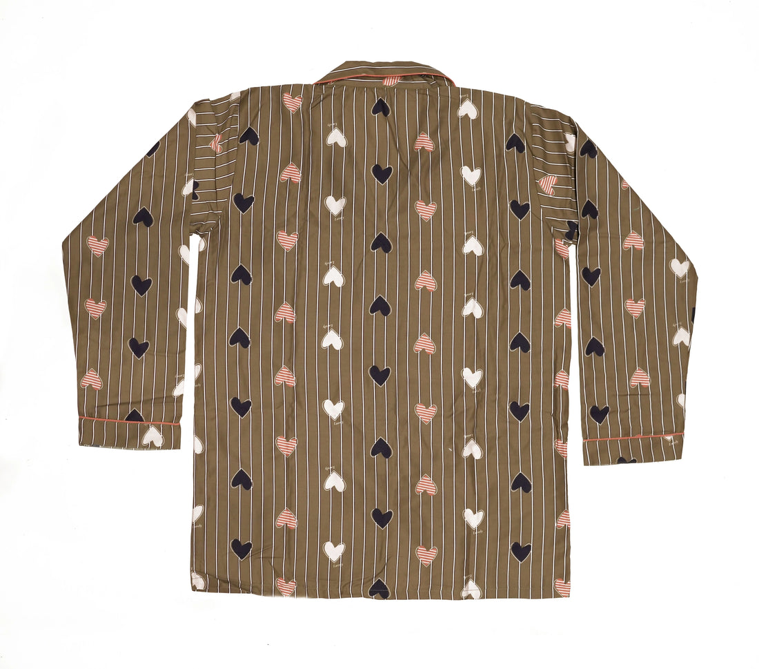 Brown Heart Sleep Suit for Women