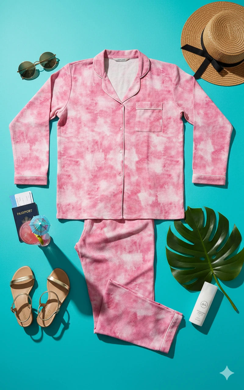 Pink Tie-Dye Sleepsuit for Women