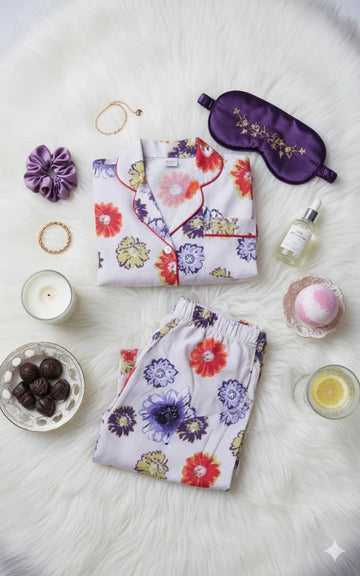 Multi Color Floral Sleep Suit for Women