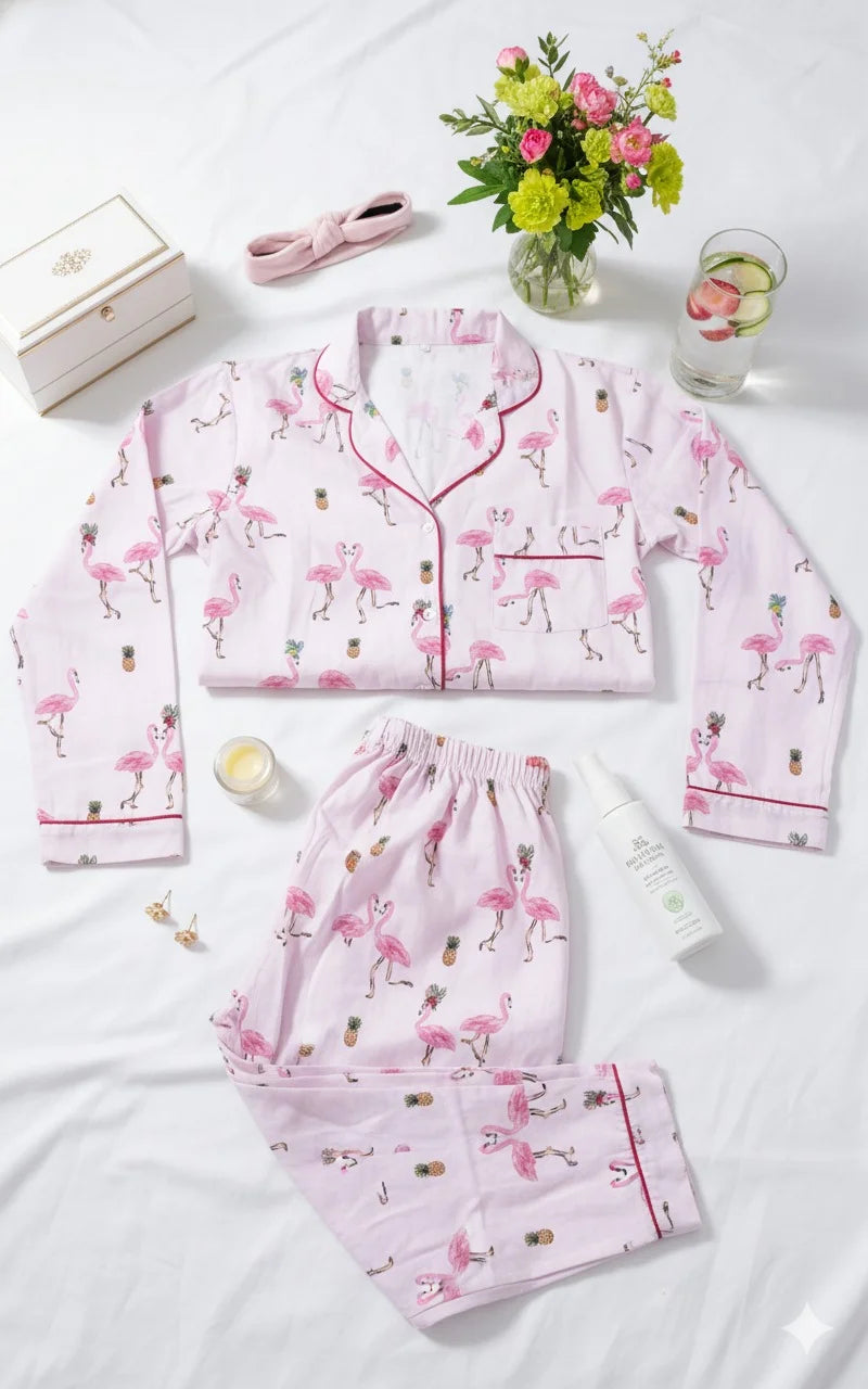 Pink Flamingo Nightwear Set for Women